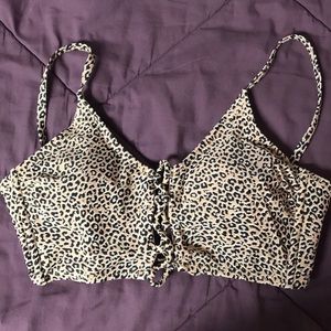 Pink Cheetah Print Criss-Cross Bikini Top